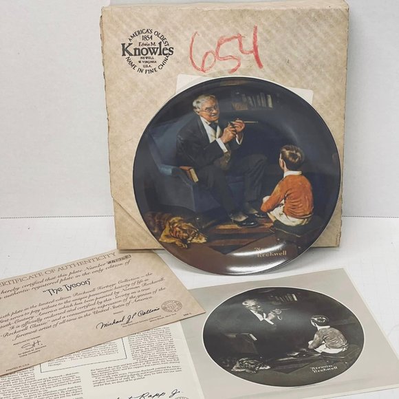 Norman Rockwell , The Tycoon, Knowles Collector Plate with Box and Certificate - Picture 2 of 9
